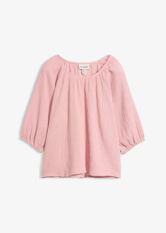 Musselin-Tunika aus reiner Baumwolle in rosa von vorne - bonprix
