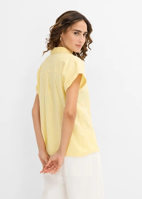 Baumwoll-Bluse mit Lochstickerei in gelb von hinten (im Anschnitt) - bonprix Baumwoll-Bluse mit Lochstickerei in gelb von hinten (im Anschnitt) - bonprix