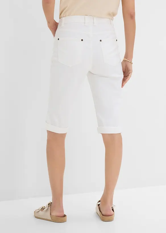 Jeans Bermuda Mid Waist mit gekrempeltem Saum in weiß von hinten - bonprix