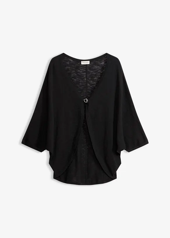 Feinstrickjacke aus reiner Baumwolle in schwarz von vorne - bonprix Feinstrickjacke aus reiner Baumwolle in schwarz von vorne - bonprix