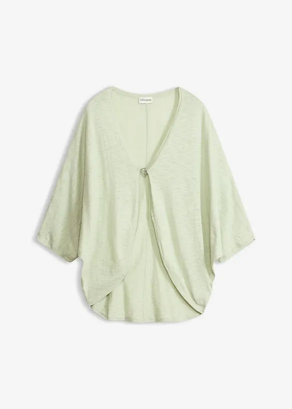 Feinstrickjacke aus reiner Baumwolle in grün von vorne - bonprix Feinstrickjacke aus reiner Baumwolle in grün von vorne - bonprix