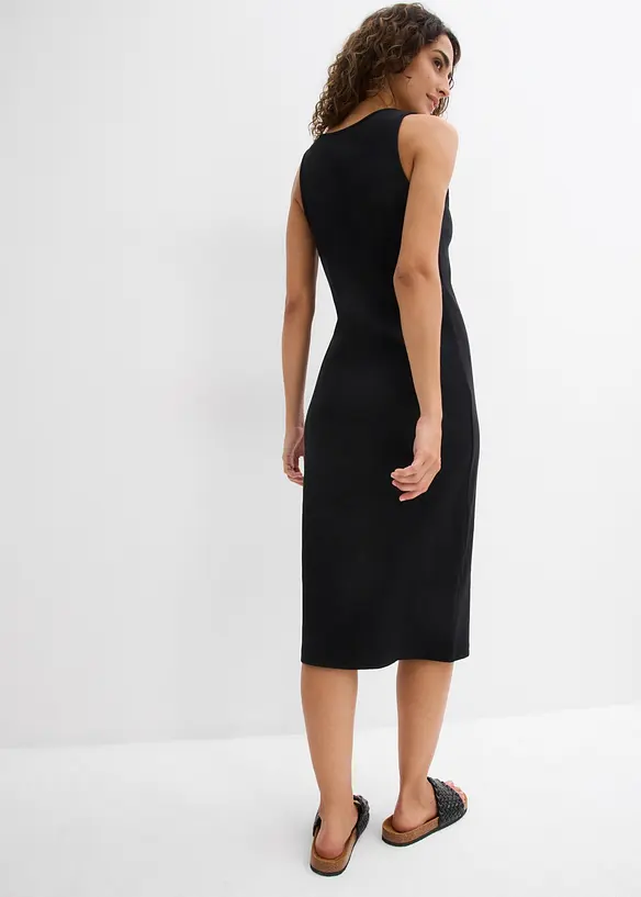 Trägerkleid aus Bio- Baumwoll-Stretch in schwarz von hinten (Totalaufnahme) - bonprix