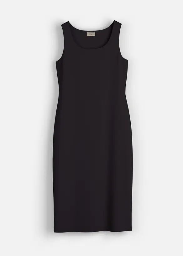 Trägerkleid aus Bio- Baumwoll-Stretch in schwarz von vorne - bonprix