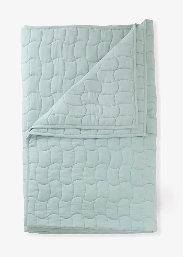 Tagesdecke mit moderner Steppung in blau von vorne - bonprix
