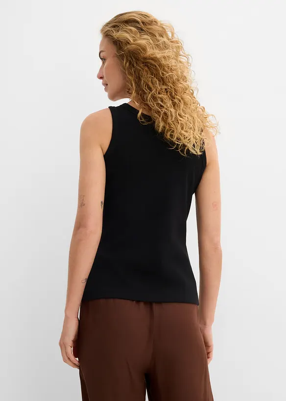 Ripp-Top mit Bio-Baumwolle (2er Pack) in weiß von hinten (im Anschnitt) - bonprix Ripp-Top mit Bio-Baumwolle (2er Pack) in weiß von hinten (im Anschnitt) - bonprix