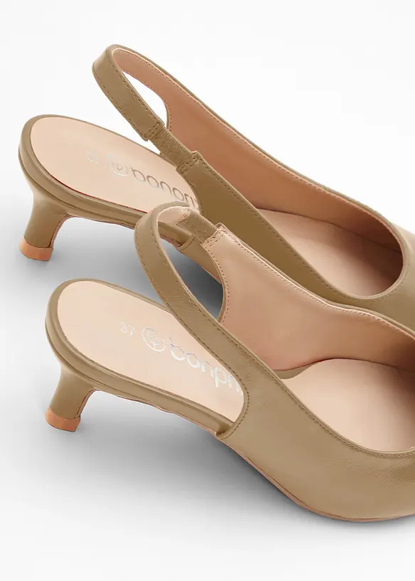 Slingpumps mit schmalem Absatz in beige - bonprix