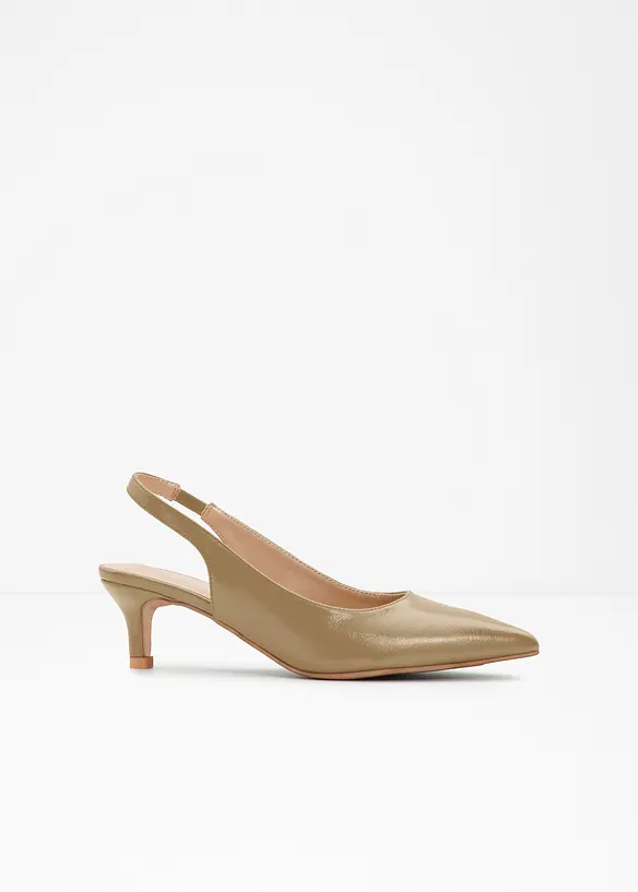 Slingpumps mit schmalem Absatz in beige von vorne - bonprix