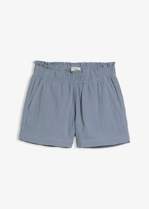Musselin-Shorts aus reiner Baumwolle in blau von vorne - bonprix Musselin-Shorts aus reiner Baumwolle in blau von vorne - bonprix