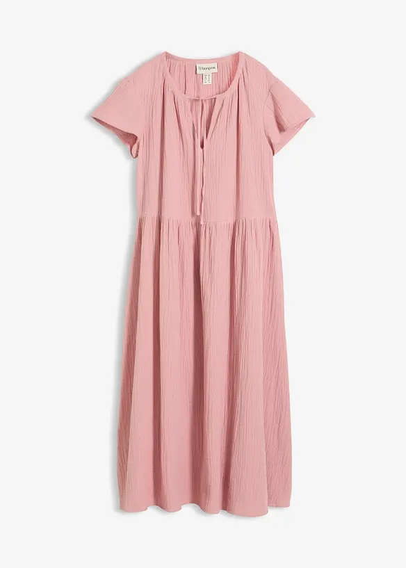 Musselin-Midikleid aus reiner Baumwolle in rosa von vorne - bonprix Musselin-Midikleid aus reiner Baumwolle in rosa von vorne - bonprix