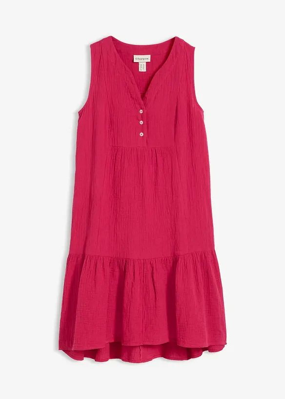 Musselin-Midikleid aus reiner Baumwolle in pink von vorne - bonprix Musselin-Midikleid aus reiner Baumwolle in pink von vorne - bonprix