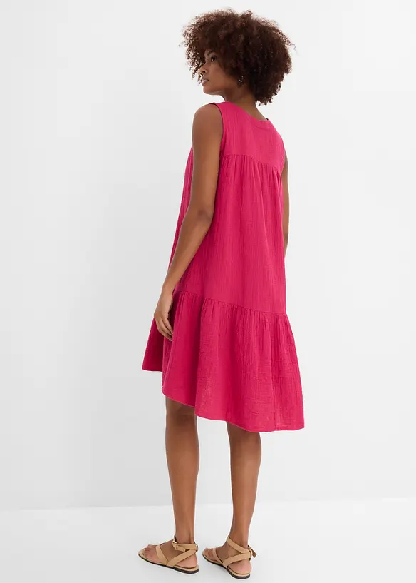 Musselin-Midikleid aus reiner Baumwolle in pink von hinten (Totalaufnahme) - bonprix Musselin-Midikleid aus reiner Baumwolle in pink von hinten (Totalaufnahme) - bonprix
