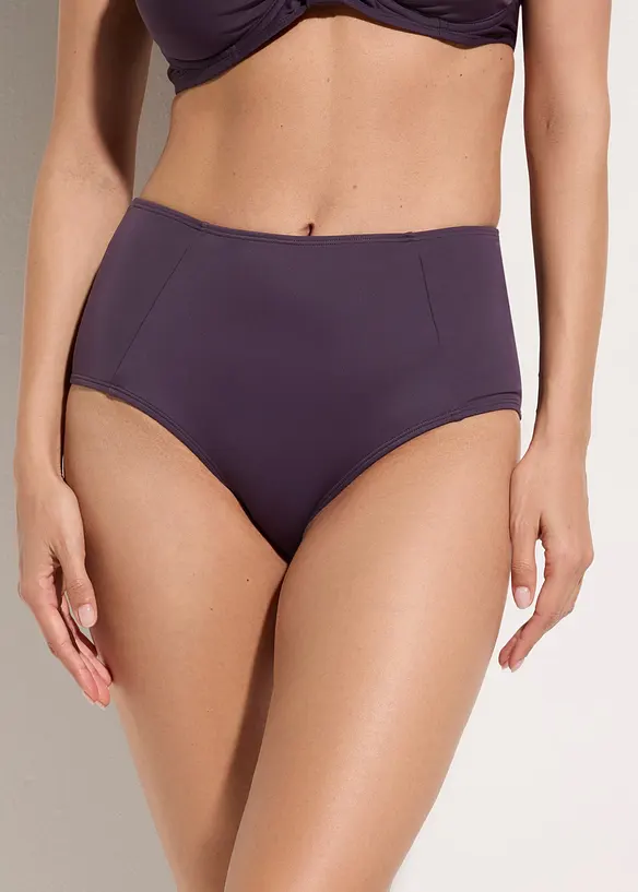 Highwaist-Bikinihose in lila von vorne - bonprix