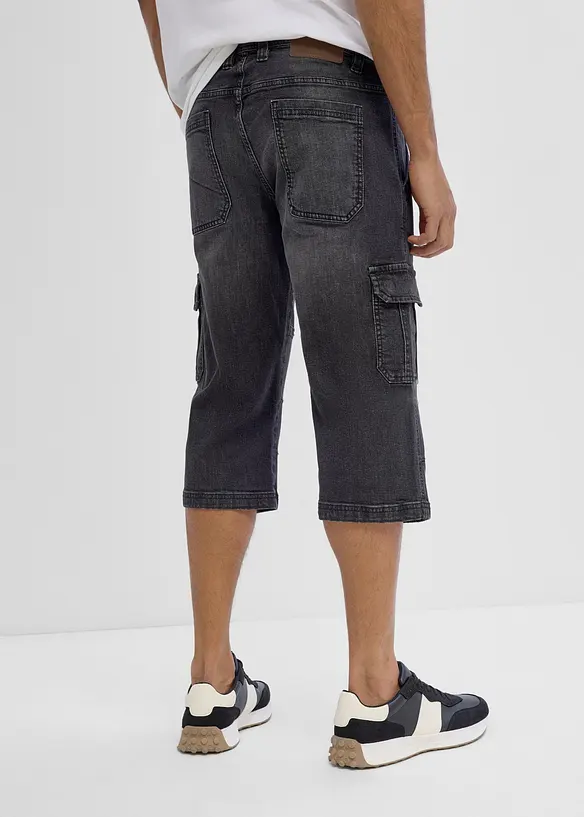 Regular Fit 3/4 Cargojeans, Straight in schwarz von hinten - bonprix
