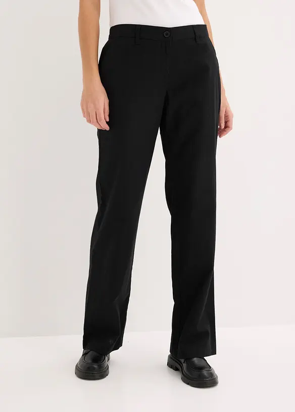 Webhose aus Leinen-Baumwoll-Mix in schwarz von vorne - bonprix