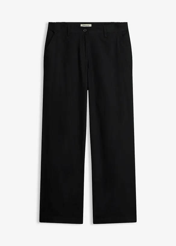 Webhose aus Leinen-Baumwoll-Mix in schwarz von vorne - bonprix