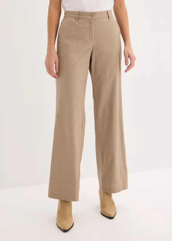 Webhose aus Leinen-Baumwoll-Mix in braun von vorne - bonprix