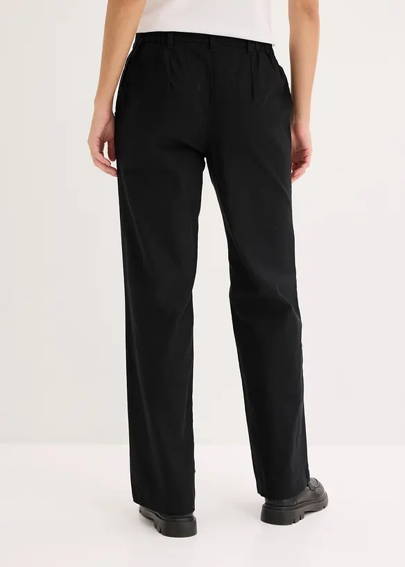 Webhose aus Leinen-Baumwoll-Mix in schwarz von hinten - bonprix