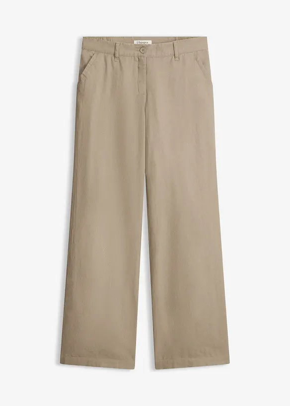 Webhose aus Leinen-Baumwoll-Mix in braun von vorne - bonprix