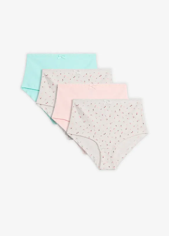 Maxipanty aus weicher Baumwollrippe  (4er Pack) in weiß von vorne - bonprix