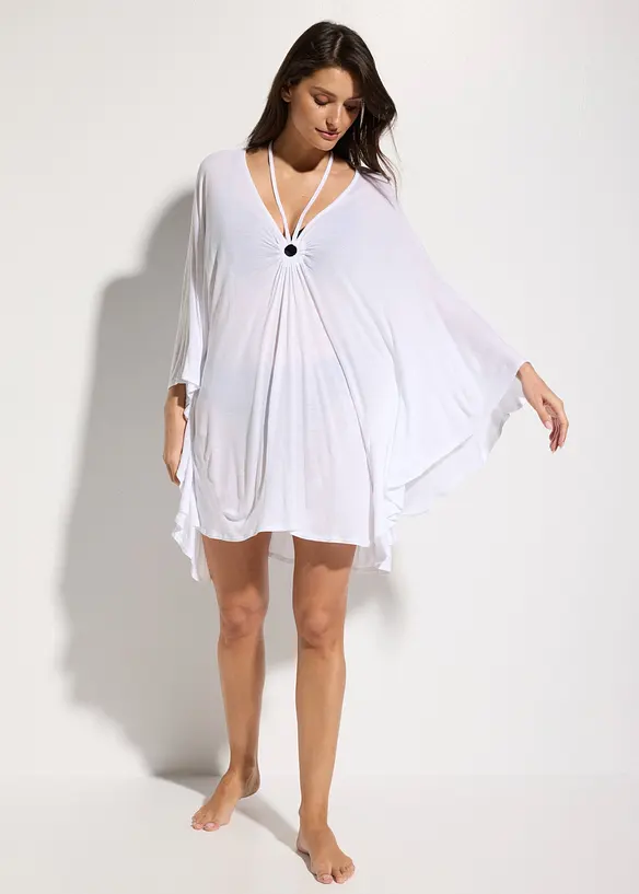 Transparente Strandtunika aus Viskose in weiß von vorne (Totalaufnahme) - bonprix Transparente Strandtunika aus Viskose in weiß von vorne (Totalaufnahme) - bonprix