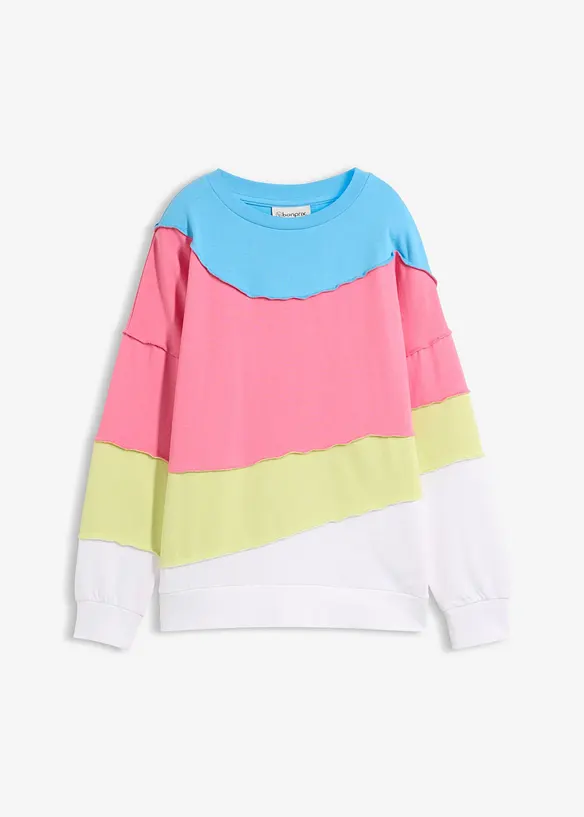 Sweatshirt aus weichem Baumwoll-Mix in pink von vorne - bonprix