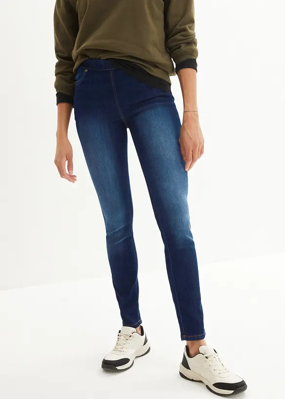 Komfort-Stretch-Treggings in blau von vorne - bonprix