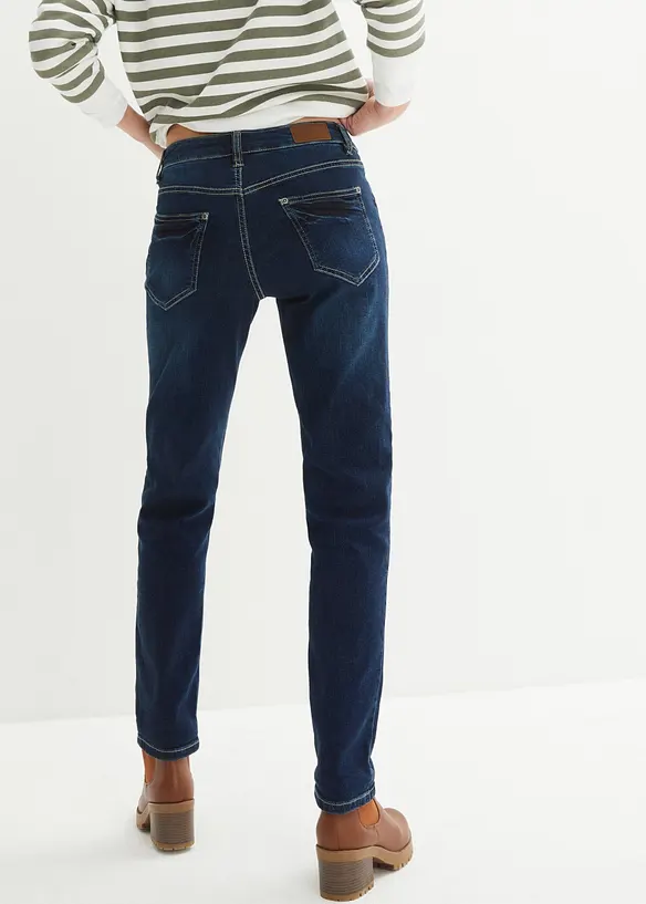 Boyfriend Jeans Mid Waist, Stretch in blau von hinten - bonprix