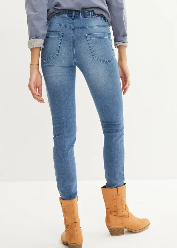 Stretch-Jeggings in blau von hinten - bonprix