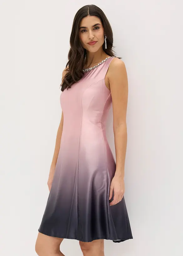 Minikleid aus glänzendem Satin in rosa von vorne (Totalaufnahme) - bonprix Minikleid aus glänzendem Satin in rosa von vorne (Totalaufnahme) - bonprix