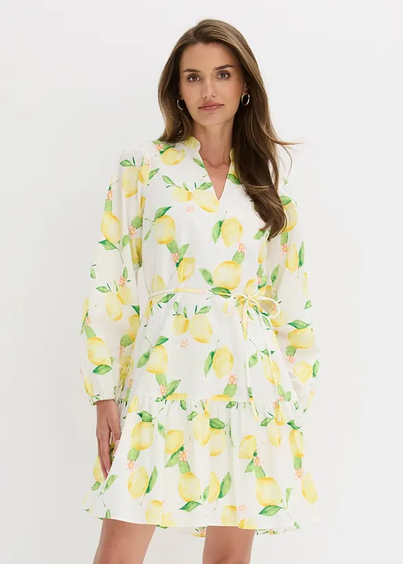 Tunika-Kleid aus reiner Baumwolle in weiß von vorne (Totalaufnahme) - bonprix Tunika-Kleid aus reiner Baumwolle in weiß von vorne (Totalaufnahme) - bonprix