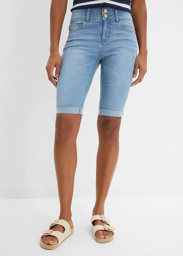 Jeans-Bermuda Mid Waist in blau von vorne - bonprix