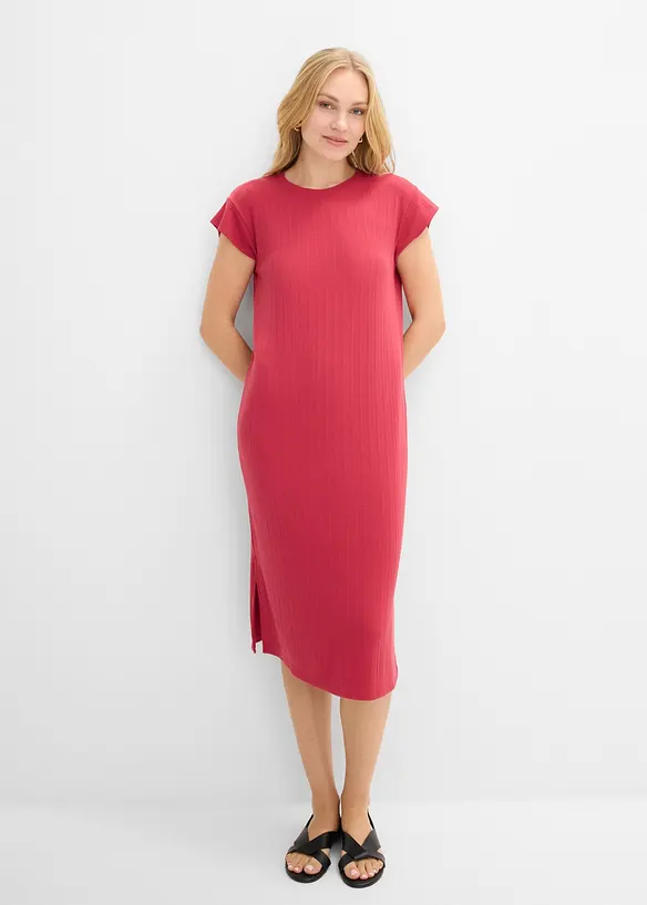 Shirtkleid aus Viskose-Mix in rot von vorne (Totalaufnahme) - bonprix