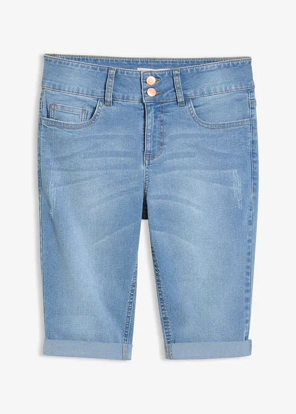 Jeans-Bermuda Mid Waist in blau von vorne - bonprix