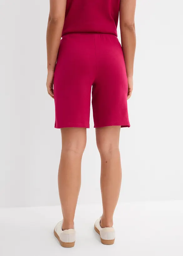Jersey-Bermuda aus reiner Bio-Baumwolle in Waffel-Optik in pink von hinten - bonprix
