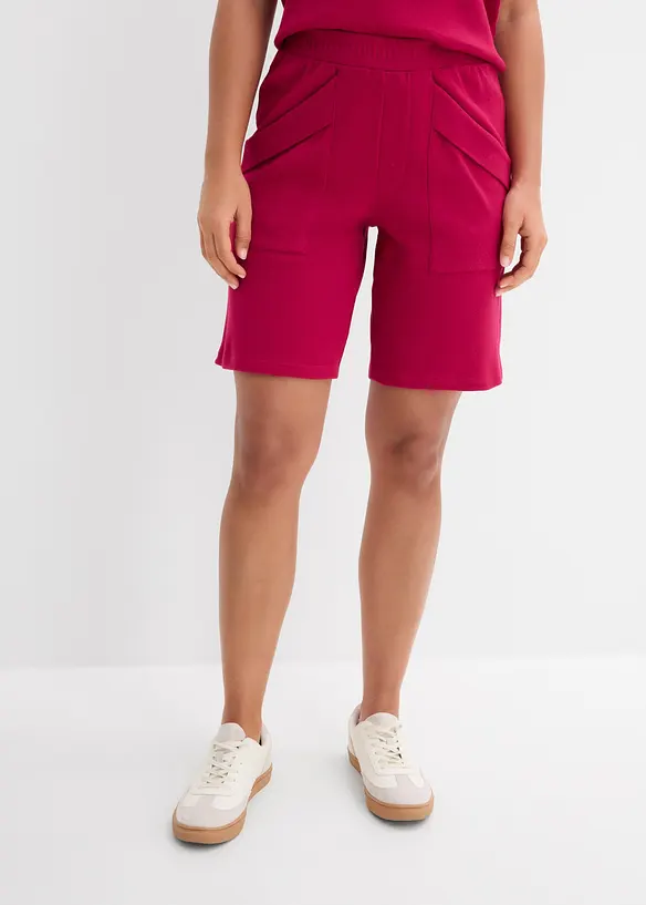 Jersey-Bermuda aus reiner Bio-Baumwolle in Waffel-Optik in pink von vorne - bonprix