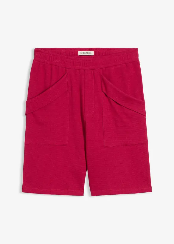 Jersey-Bermuda aus reiner Bio-Baumwolle in Waffel-Optik in pink von vorne - bonprix