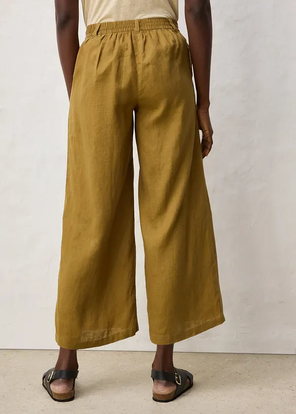 Culotte  aus  reinem Leinen in grün von hinten - bonprix