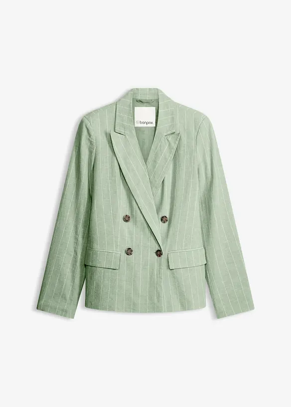 Blazer mit Leinenanteil in grün von vorne - bonprix