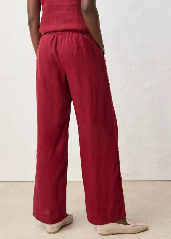 Leinenhose mit weitem Bein in rot von hinten - bonprix