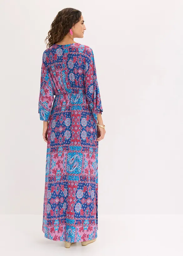 Jerseykleid aus softem Viskose-Mix in blau von hinten (Totalaufnahme) - bonprix