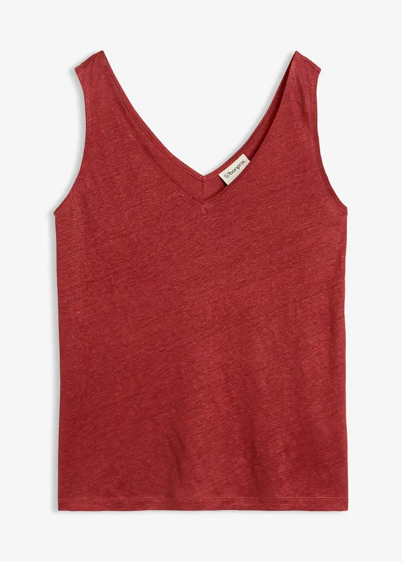 Tanktop aus reinem Leinen in rot von vorne - bonprix