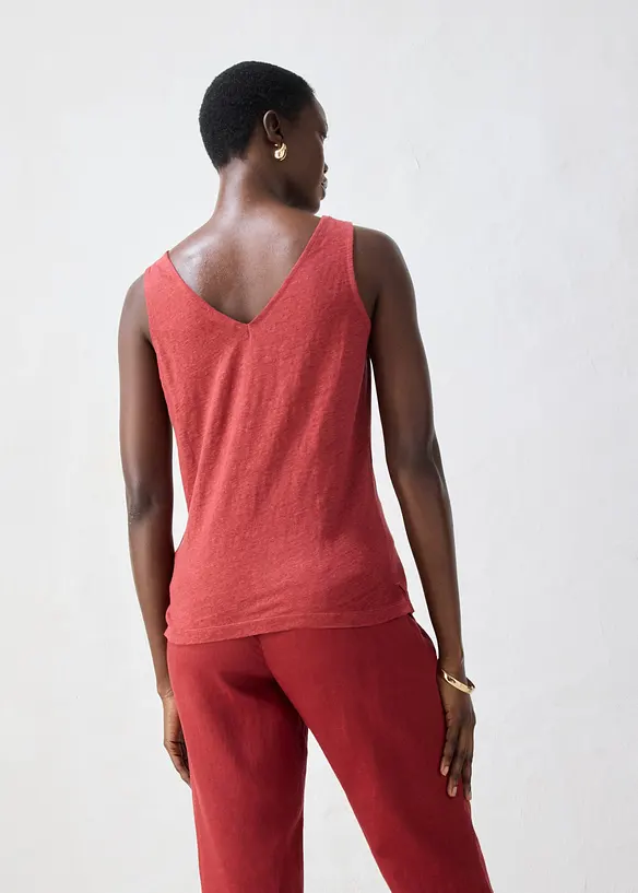 Tanktop aus reinem Leinen in rot von hinten (im Anschnitt) - bonprix