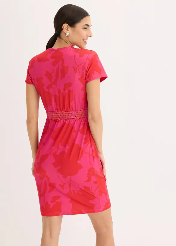 Jerseykleid mit Knoten-Detail in pink von hinten (Totalaufnahme) - bonprix