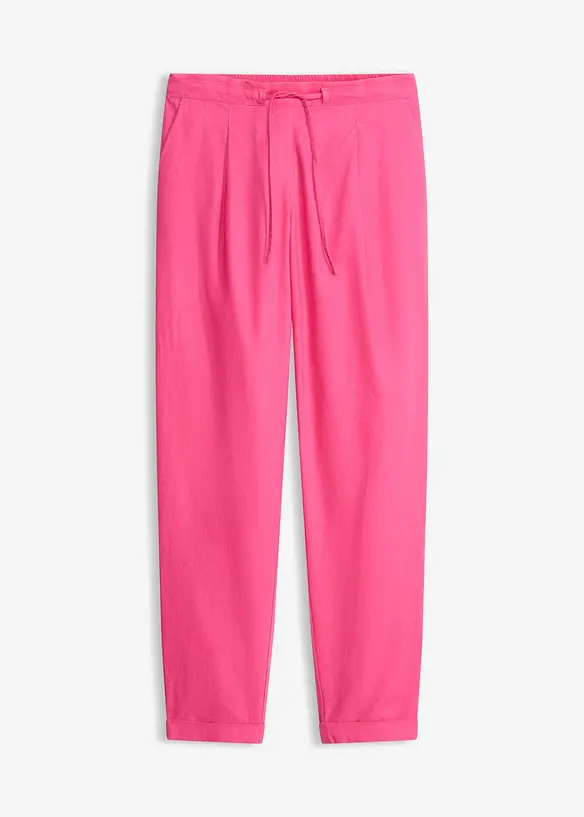Leinenhose aus einem Leinen-Mix in pink von vorne - bonprix