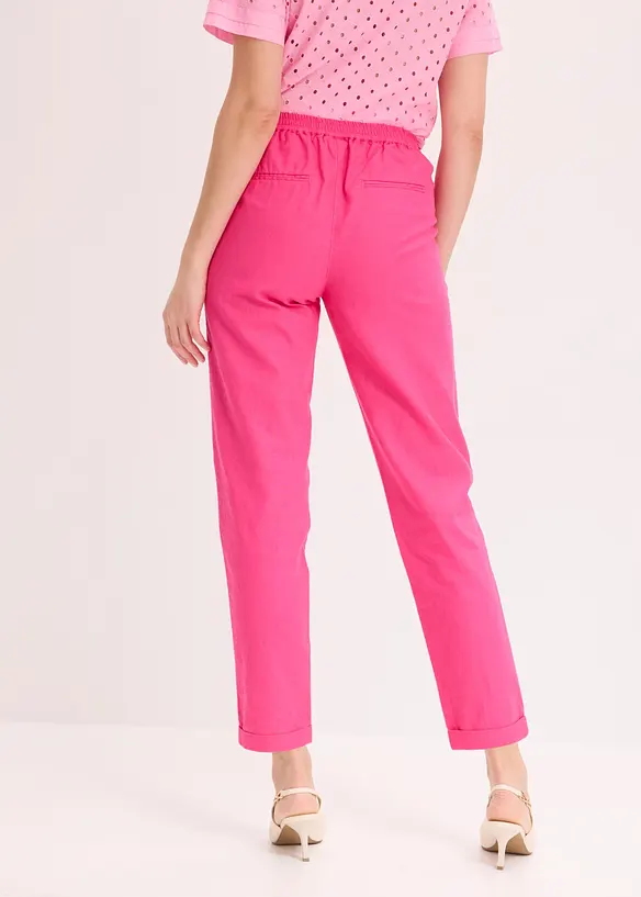 Leinenhose aus einem Leinen-Mix in pink von hinten - bonprix