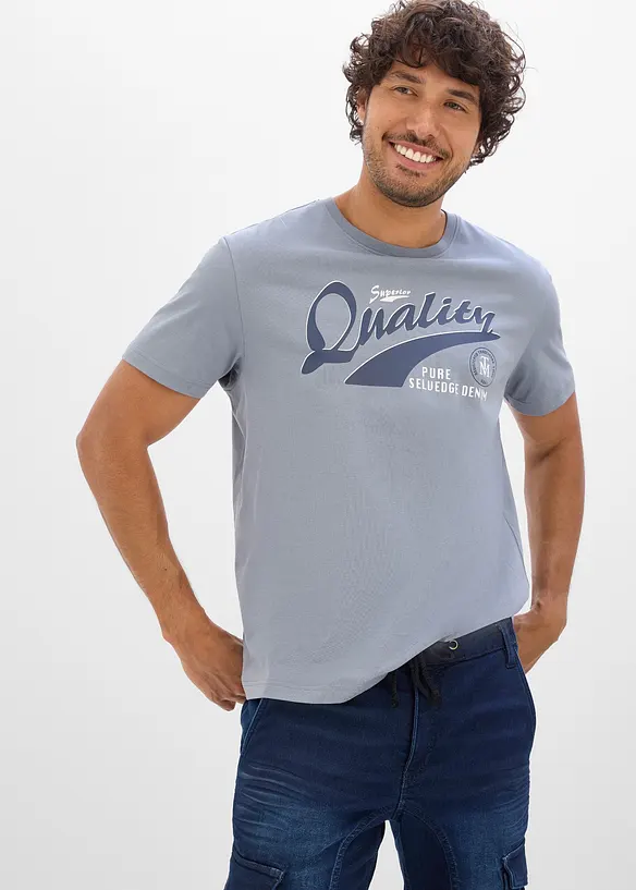 T-Shirt aus reiner Bio-Baumwolle (2er Pack) in grün von vorne (im Anschnitt) - bonprix
