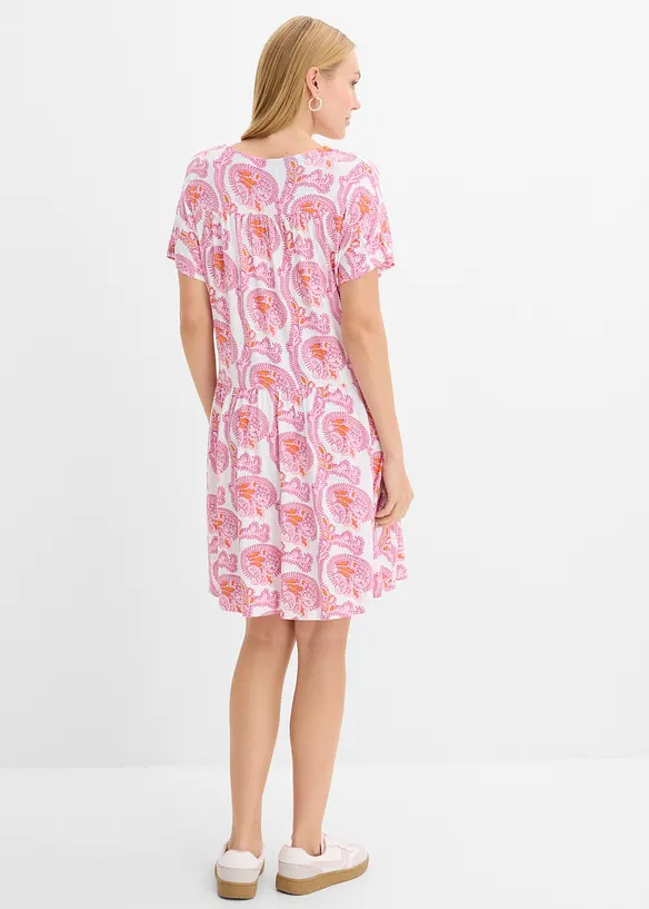 Shirtkleid aus elastischem Viskose-Mix in rosa von hinten (Totalaufnahme) - bonprix