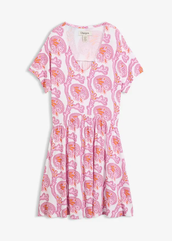 Shirtkleid aus elastischem Viskose-Mix in rosa von vorne - bonprix