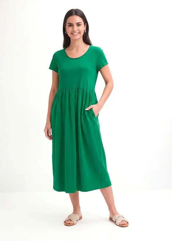 Shirtkleid aus Bio-Baumwolle in grün von vorne (Totalaufnahme) - bonprix