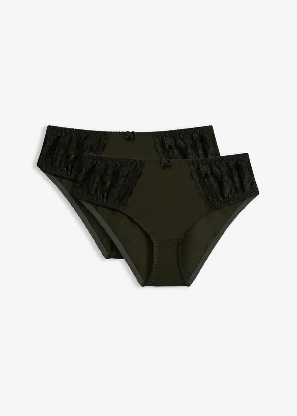 Maxislip mit zarter Spitze (2er Pack) in grün von vorne - bonprix